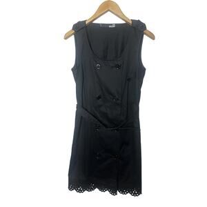 Love Moschino Black Belted Dress Scalloped Eyelet Hem Women’s Sz 6 Black